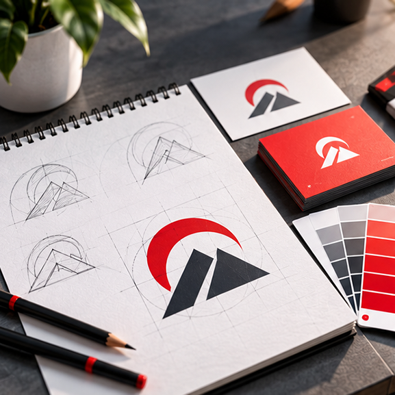Logoentwicklung und Grafikdesign mit Entwurf und Farbauswahl
